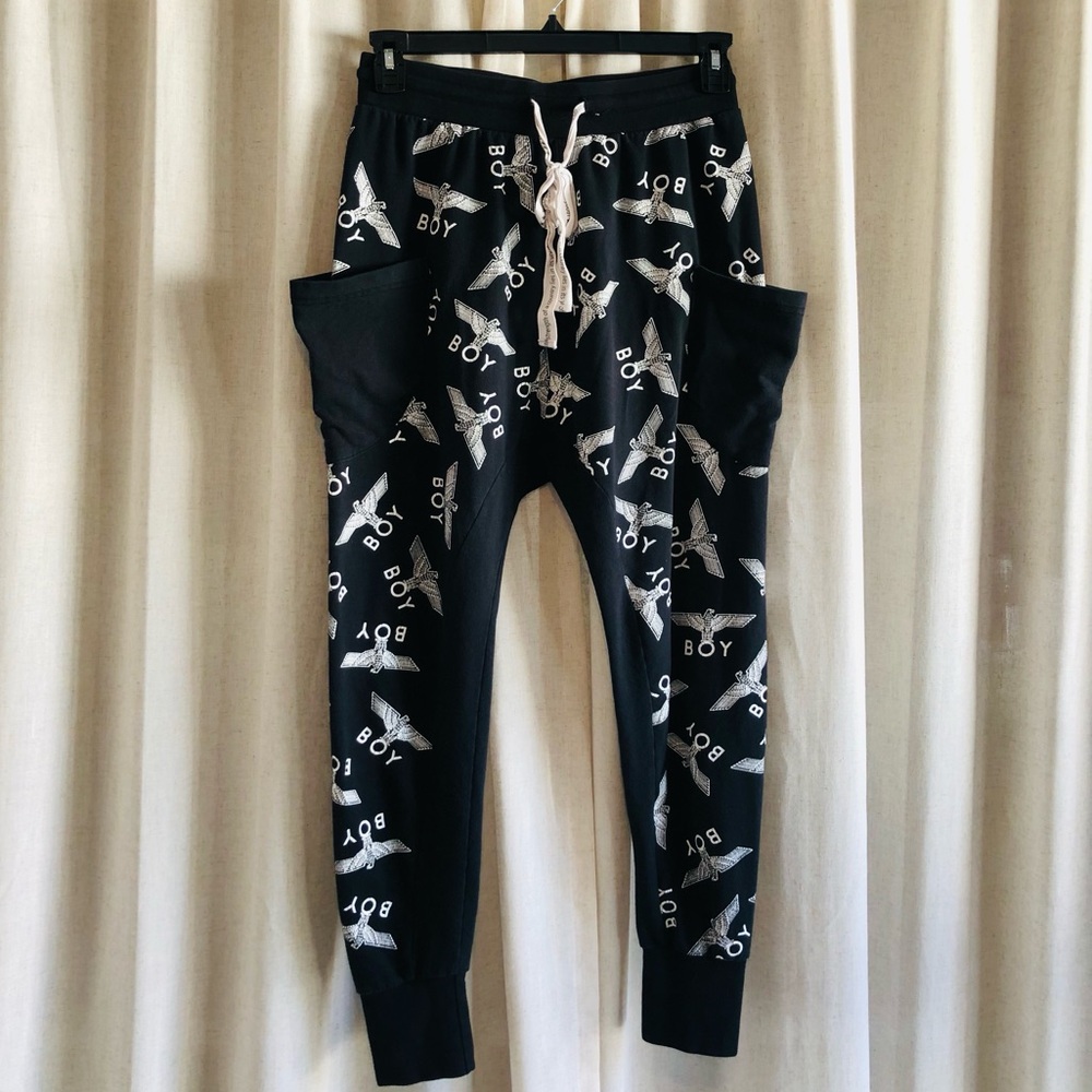 BOY LONDON Black Sweatpants with White Logo Labels
